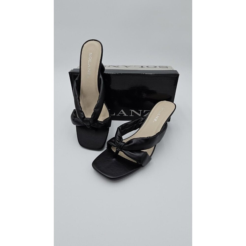 Pump Sandal Lexi Black 2.5" Heel Shoes New In Box Women's Size 9 M Solanz